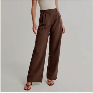 Abercrombie & Fitch Sloane Tailored Wide Leg Pants Curve Love 27W/4R - Brown